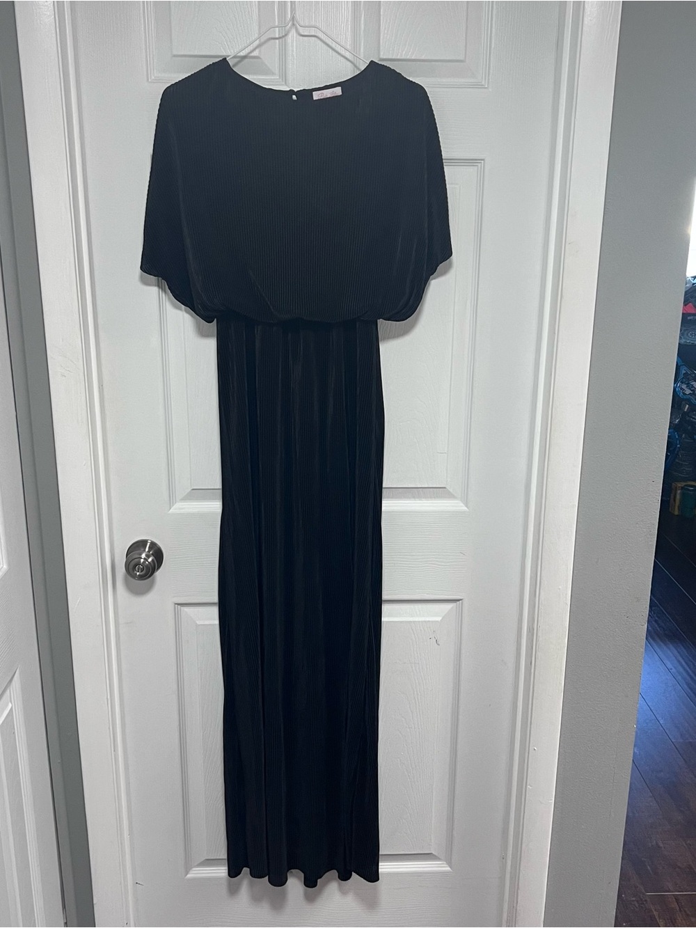 Pink Lily Black Pleated Maxi Dress with Blouson Top Size XS